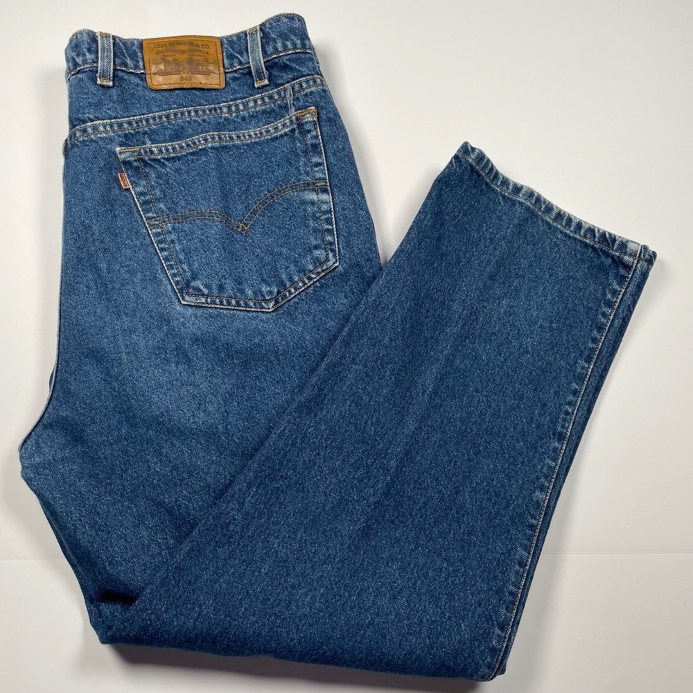 VTG Levis Signature 540 Mens Relaxed Fit Jeans Blue Denim 44x30 Brown‎ Tab 90s